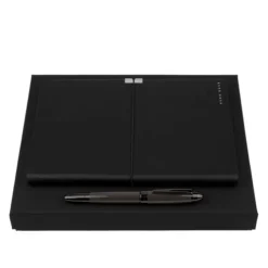 Zestaw upominkowy HUGO BOSS pióro kulkowe i notes A5 - HNH124AA + HSN0015J / Czarny HPHR015