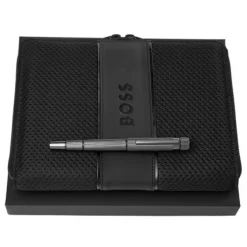 Zestaw upominkowy Hugo Boss teczka i pióro kulkowe - HSH4985D + HTM413A / Czarny HPMR498D