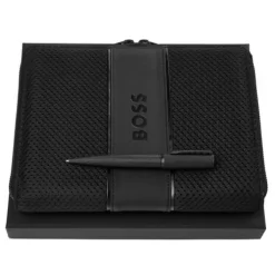 Zestaw upominkowy Hugo Boss teczka i długopis - HSQ4744A + HTM413A / Czarny HPBM413A
