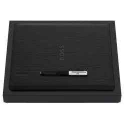 Zestaw upominkowy Hugo Boss teczka i pióro kulkowe HDF409A + HSV4725C / Czarny HPFR472C