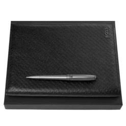 Zestaw upominkowy Hugo Boss teczka i długopis - HDM412A + HSY4874D / Czarny HPMB412A