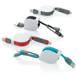 Zwijany kabel do ładowania i synchronizacji 3 w 1 / Biały P302.223